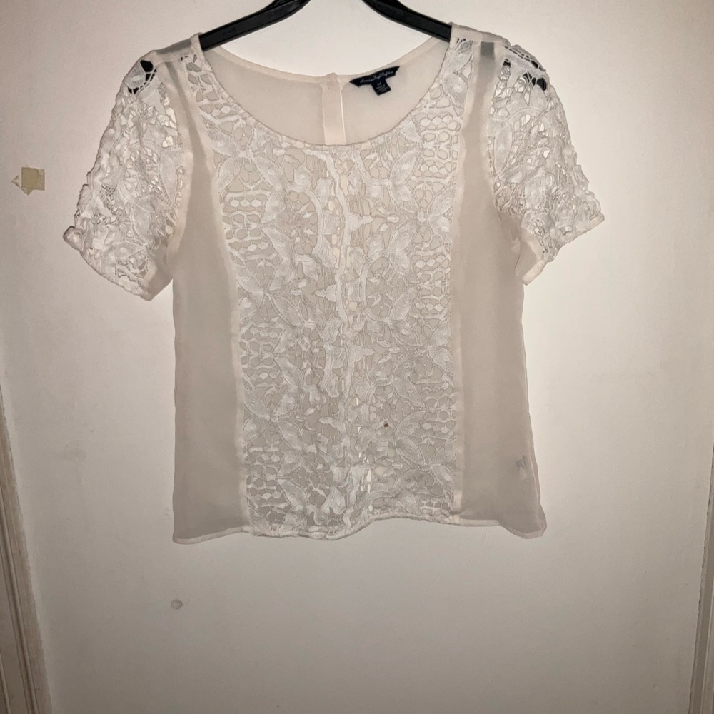 American Eagle Outfitters Cream Lace Blouse